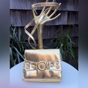 Vintage Y2K shoulder bag metallic gold lion medallion theme by Rush Hour